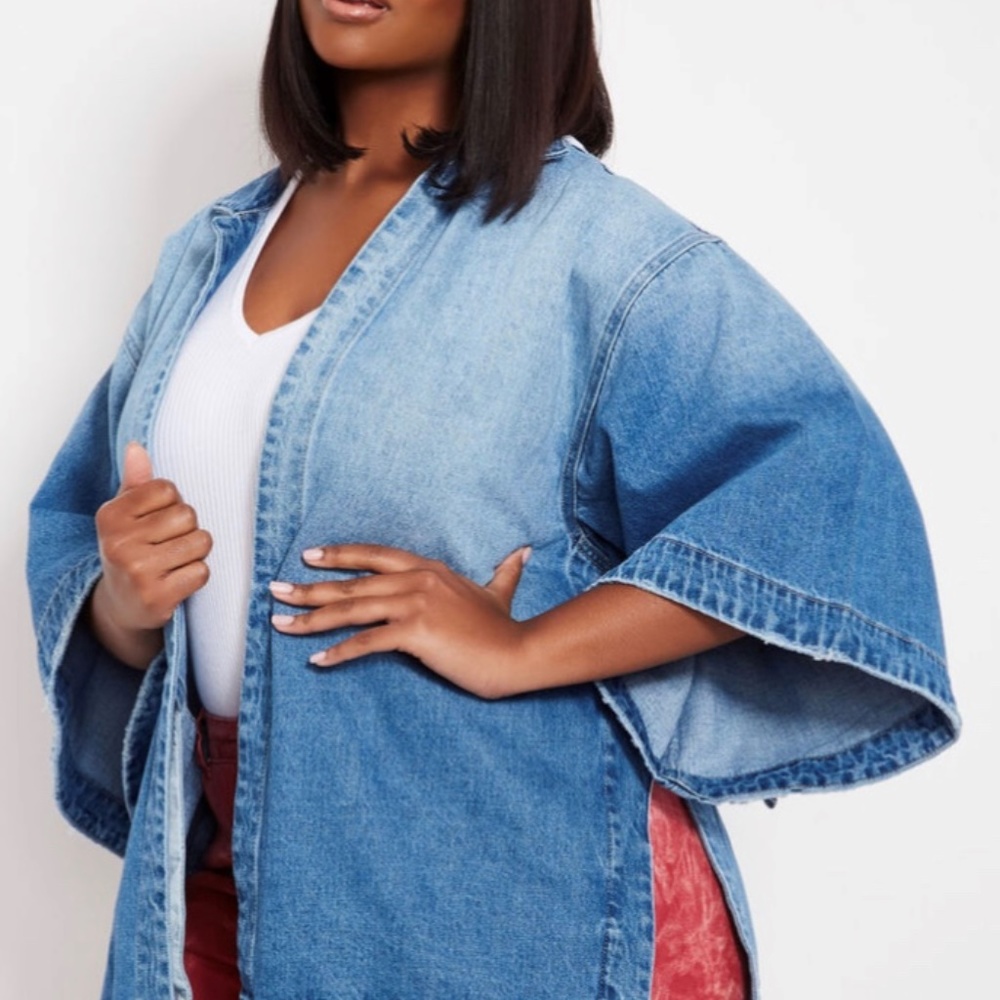 Ashley Stewart Light Blue Denim Kimono Jean Jacket